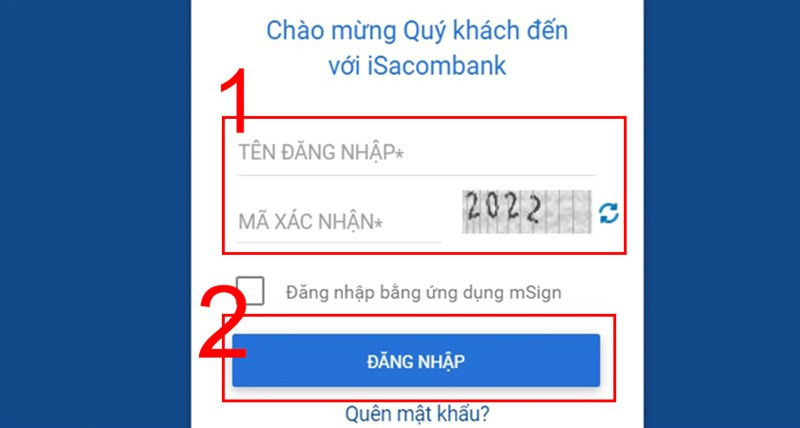 Đăng nhập vào tài khoản Sacombank