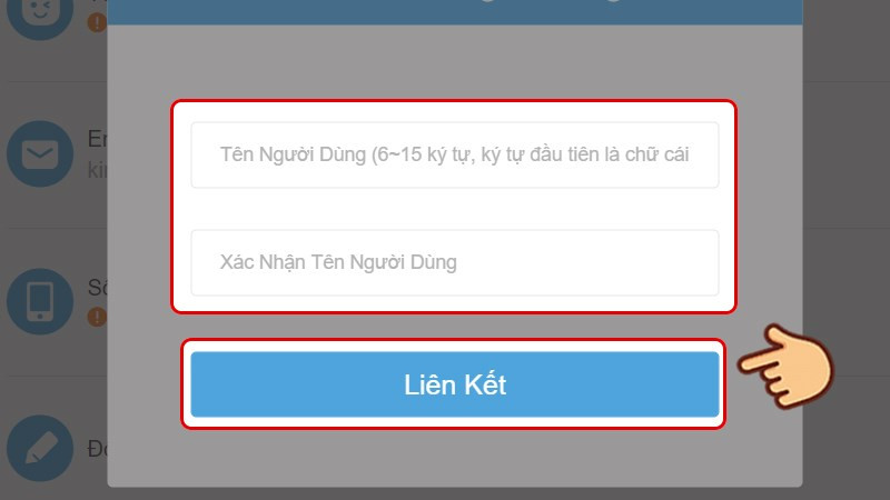 Đặt tên người dùng