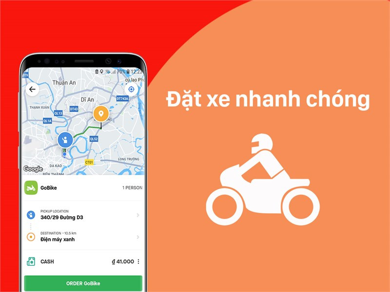 Đặt xe nhanh ch&oacute;ng với ứng dụng GoViet