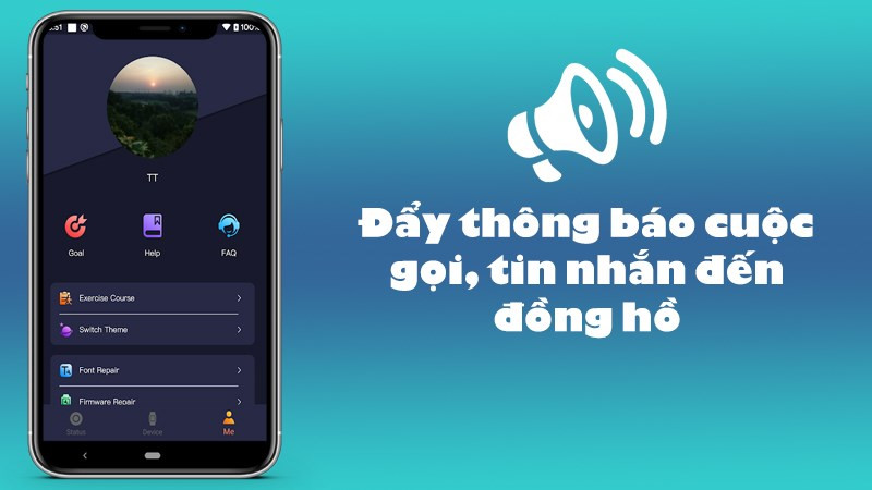 Đẩy th&ocirc;ng b&aacute;o cuộc gọi v&agrave; tin nhắn SMS đến đồng hồ