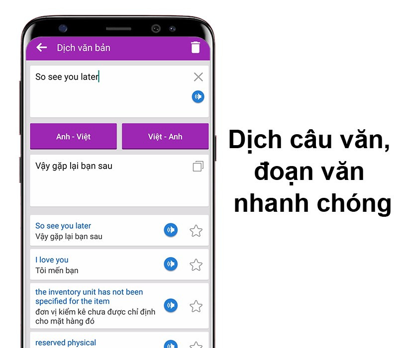 Dịch câu, đoạn văn trên TFlat Offline