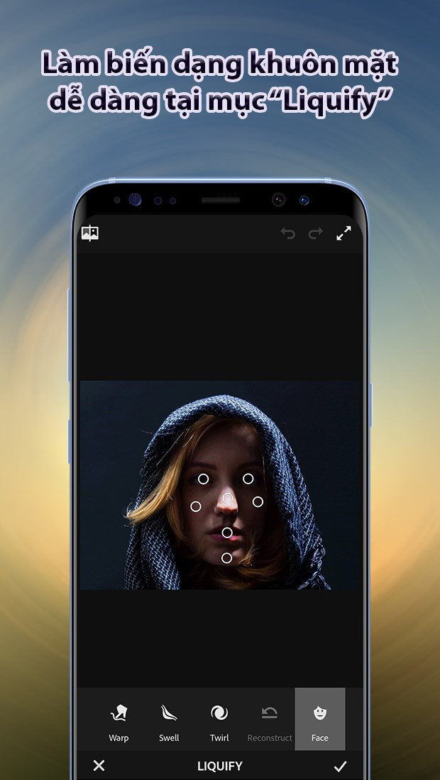 Điều chỉnh khuôn mặt với Liquify