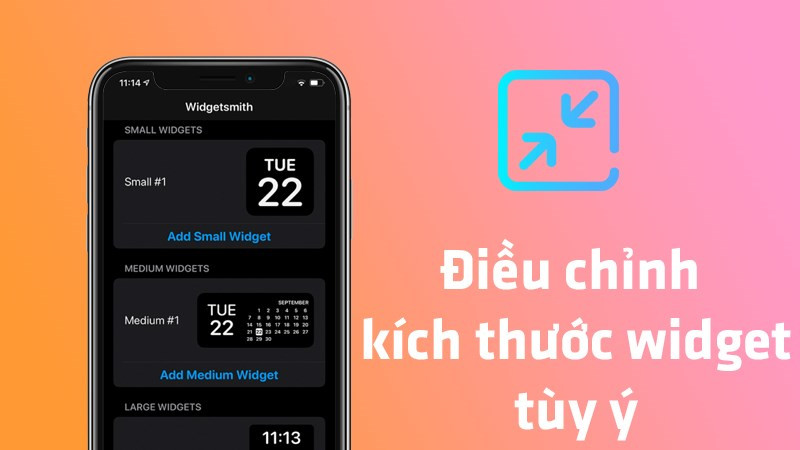 Điều chỉnh kích thước Widget trên Widgetsmith