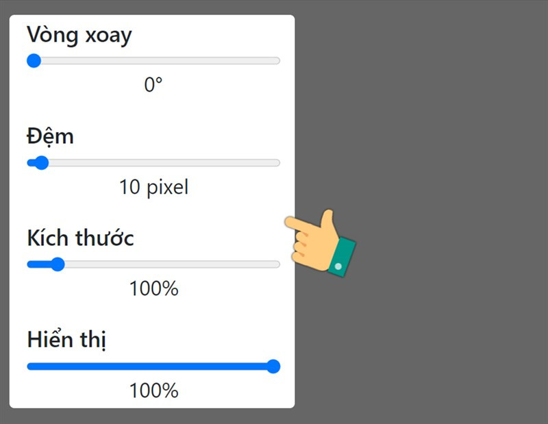 Điều chỉnh vị trí và kích thước chữ