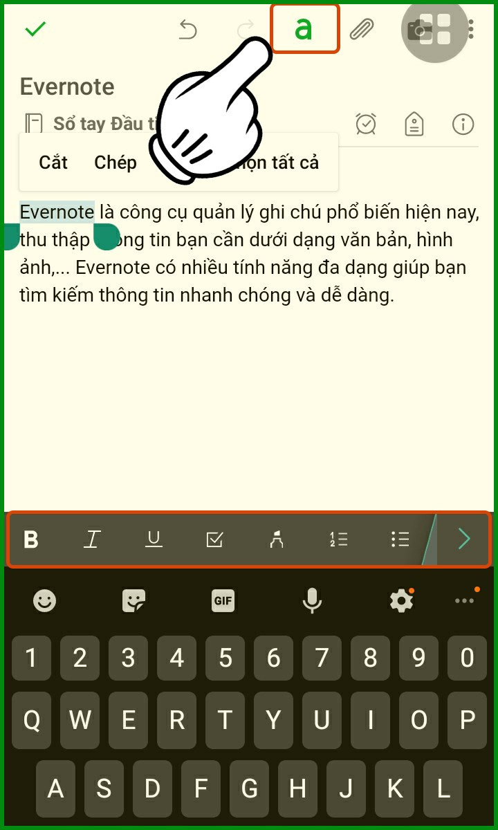 Định dạng văn bản trong Evernote