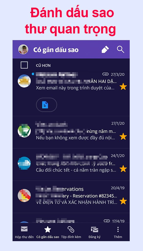 Đ&aacute;nh dấu sao những mail quan trọng cho dễ quản l&yacute;