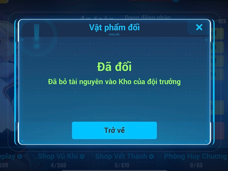 Đổi quà thành công