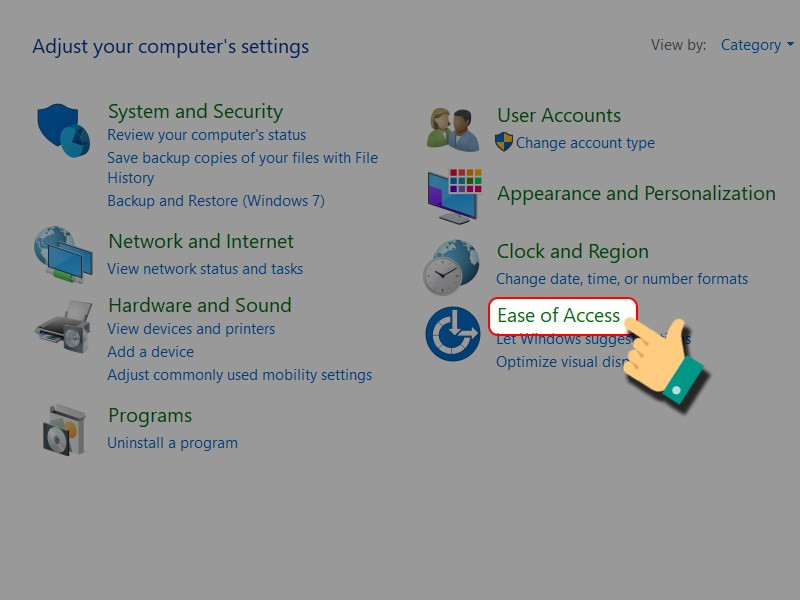 Ease of Access trong Control Panel