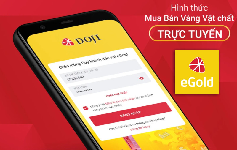 eGold Ứng dụng mua bán vàng DOJI trực tuyến