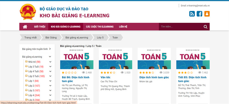 Elearning.moet.vn - Học toán lớp 5 online