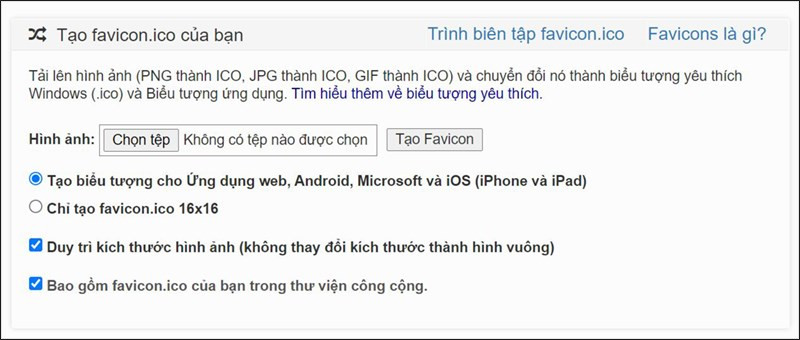 Favicon & App Icon Generator: Tạo Favicon và Icon Ứng Dụng