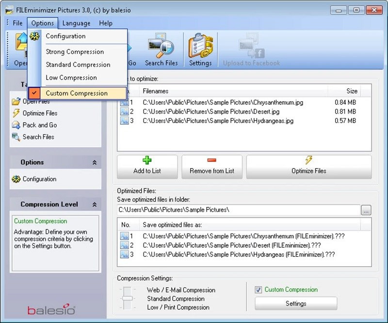 FILEminimizer Pictures: Nén ảnh hàng loạt hiệu quả