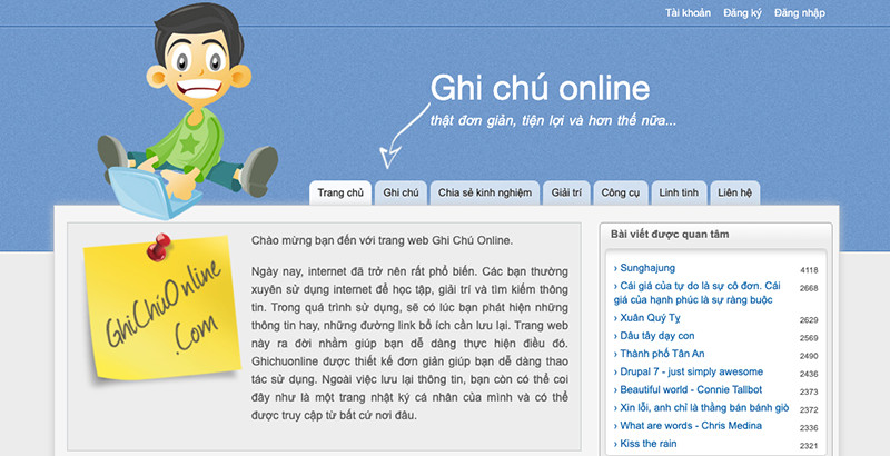 Ghi chú online với ghichuonline.com