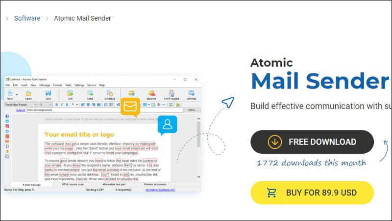 Giao diện Atomic Mail Sender