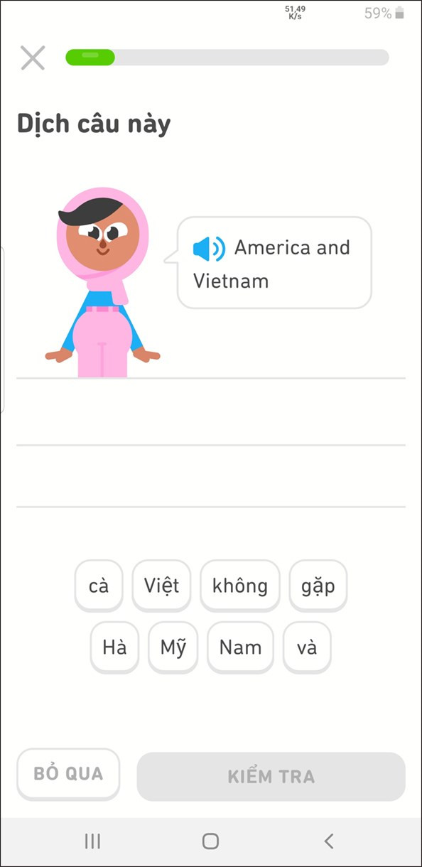 Giao diện của Duolingo