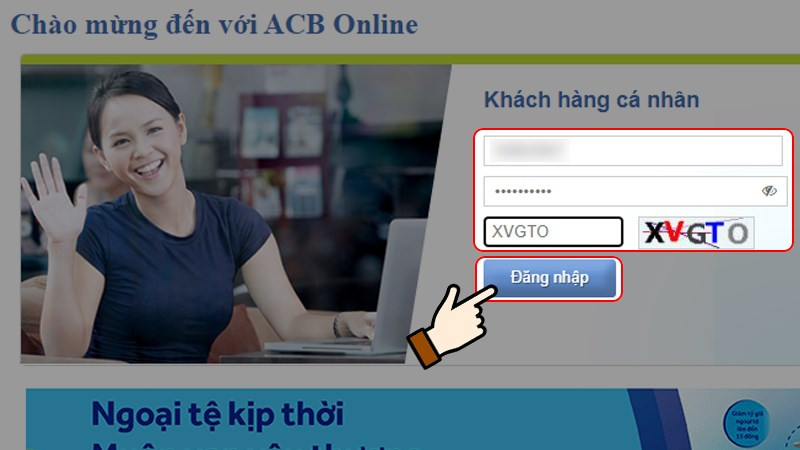 Giao diện đăng nhập ACB Online Banking