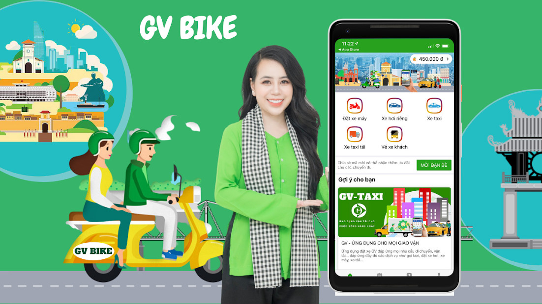 Giao diện đặt xe GV