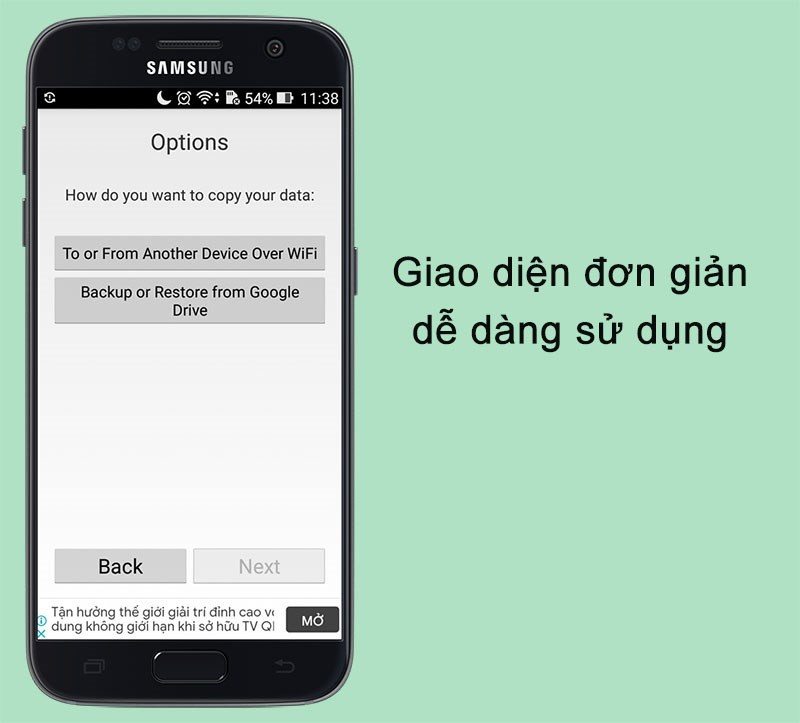 Giao diện đơn giản, dễ sử dụng của Copy My Data