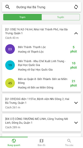 Giao diện Go!Bus trên Android