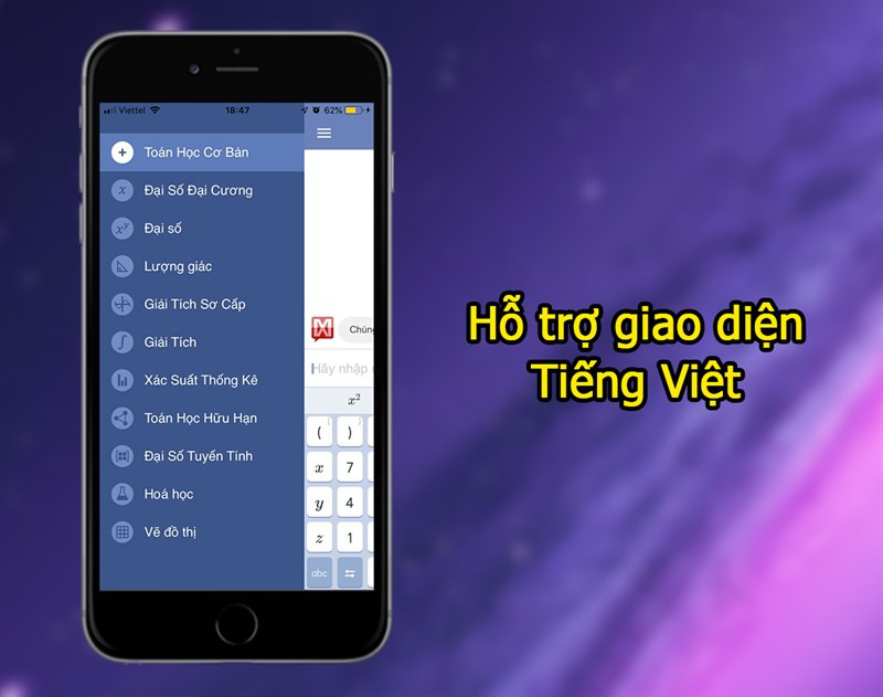 Giao diện Mathway Tiếng Việt