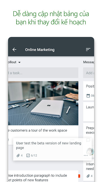 Giao diện Microsoft Planner