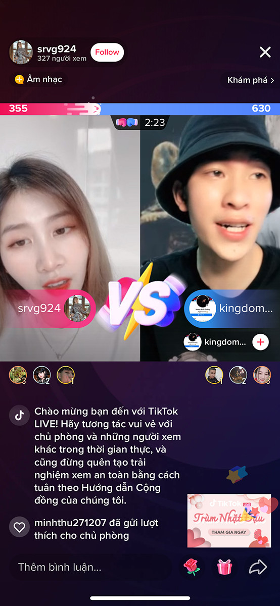 Giao diện PK TikTok