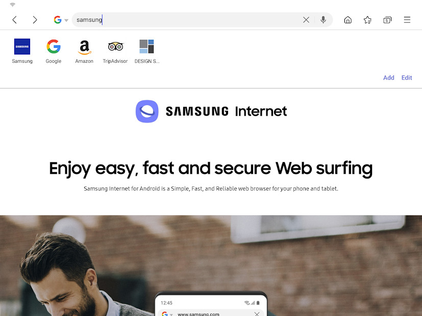 Giao diện Samsung Internet Browser