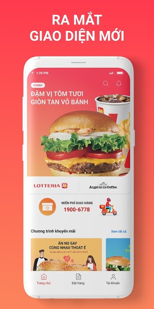 Giao diện thanh toán trên ứng dụng Lotteria Delivery