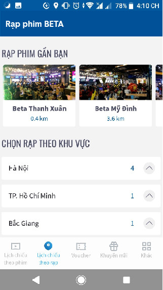 Giao diện thông tin phim Beta Cineplex