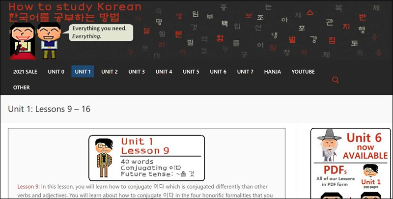 Giao diện trang web howtostudykorean.com