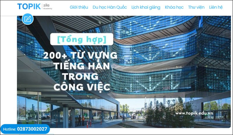 Giao diện trang web topik.edu.vn