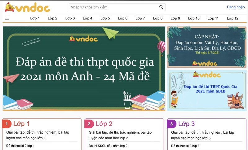 Giao diện trang web Vndoc.com