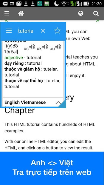 Giao diện ứng dụng Dict Box