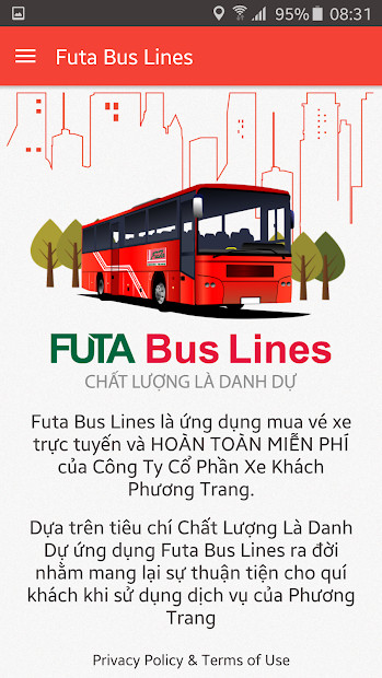 Giao diện ứng dụng FUTA Bus