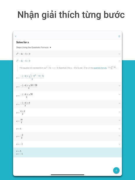 Giao diện ứng dụng Microsoft Math Solver trên điện thoại