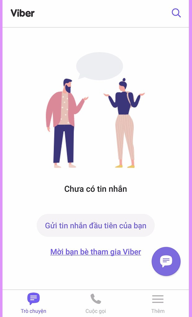 Giao diện Viber sau khi đăng ký