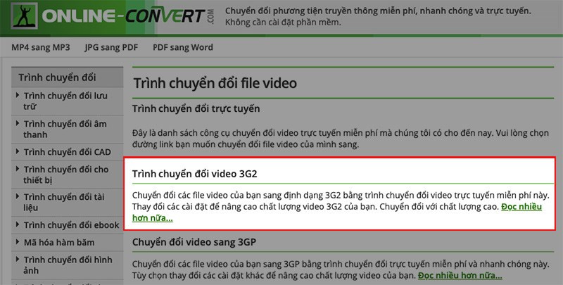 Giao diện video.online-convert.com