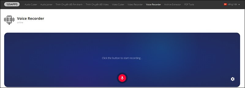 Giao diện website Online Voice Recorder