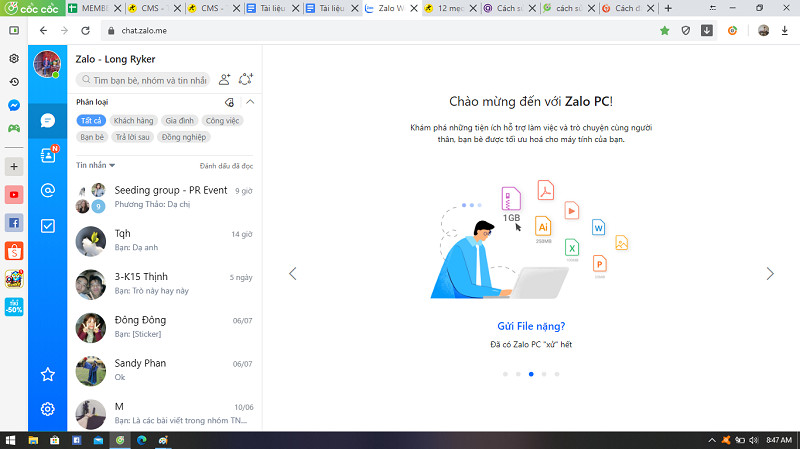 Giao diện Zalo Web