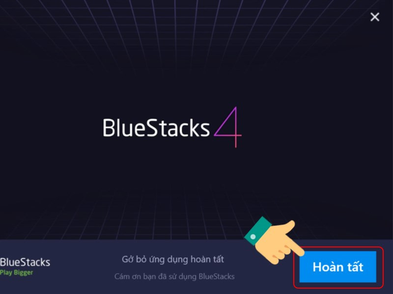 Gỡ cài đặt BlueStacks thành công