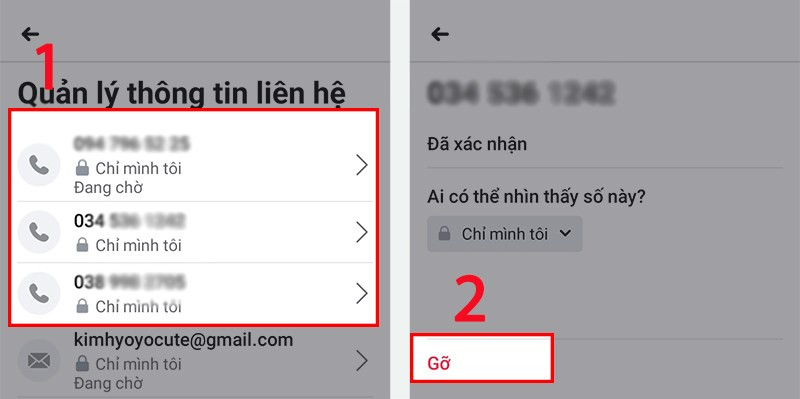 Gỡ số điện thoại