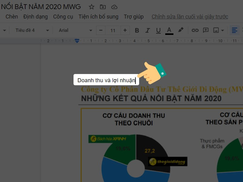 Gõ text hoặc bôi đen