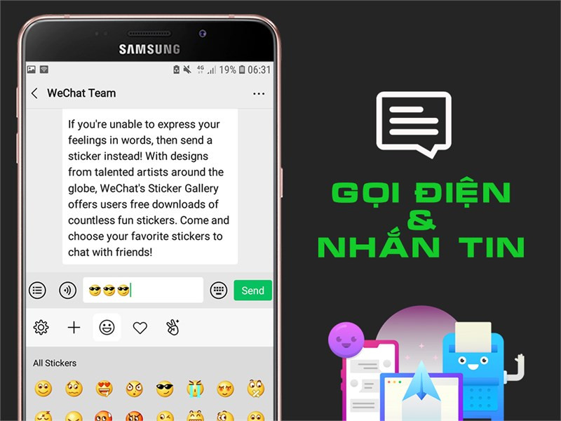 Gọi điện và nhắn tin miễn phí với bạn bè và nhóm chat với Wechat