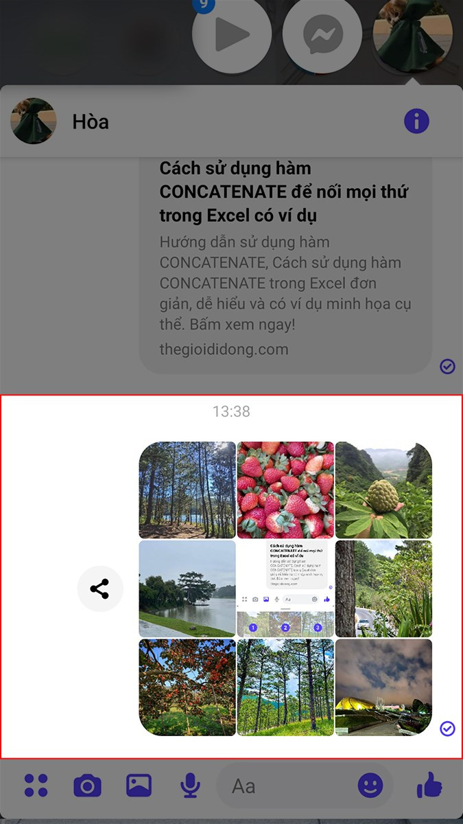 Gửi ảnh trên Messenger điện thoại