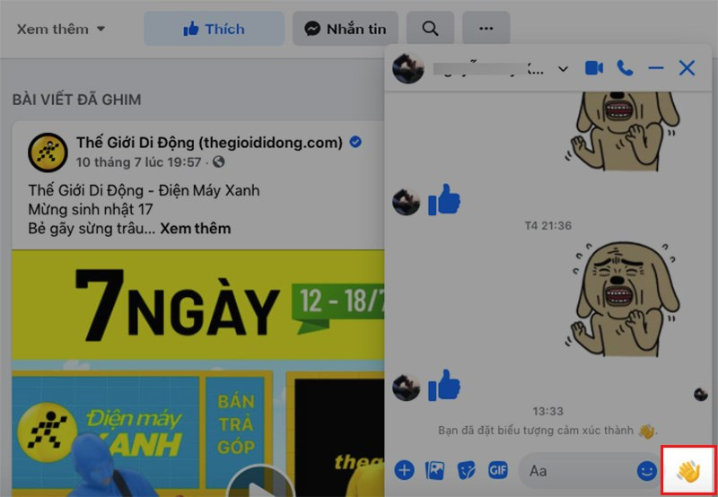 Gửi biểu tượng vẫy tay trên Messenger web