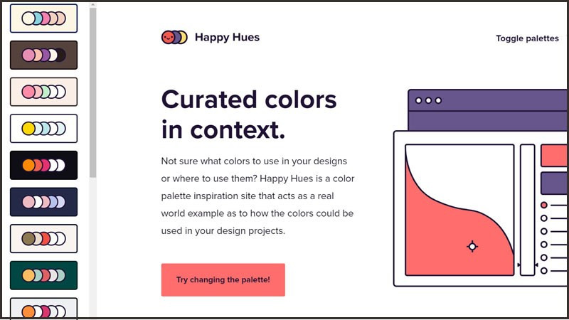 Happy Hues - Website phối màu với giao diện tươi sáng