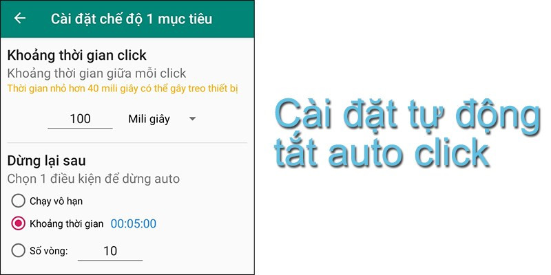 Hẹn giờ tắt Auto Click