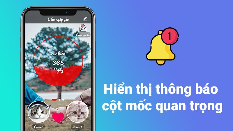 Hiển thị thông báo sắp tới các cột mốc quan trọng như: 1000 ngày, 365 ngày