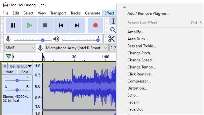 Hiệu ứng âm thanh Audacity