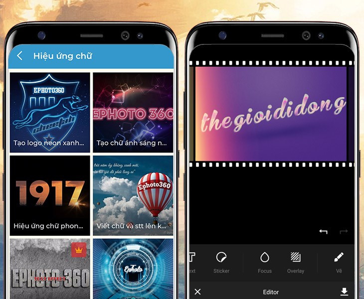 Hiệu ứng chữ trong Ephoto 360